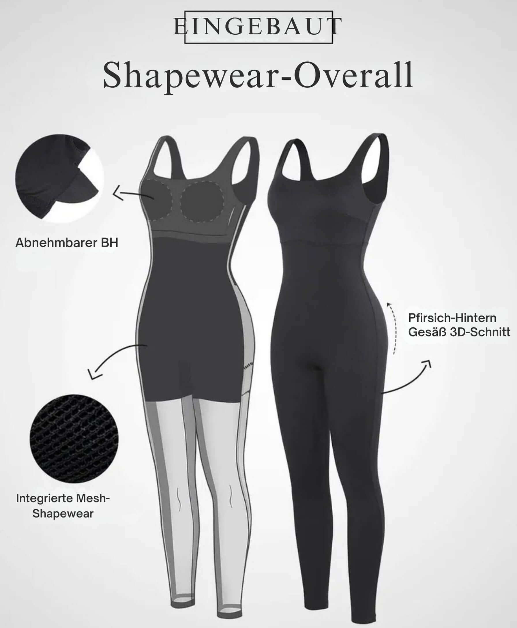 Illustration de la combinaison Tothecurve shapewear avec manches, dotée d'un soutien-gorge amovible et d'un design en mesh intégré pour le confort.
