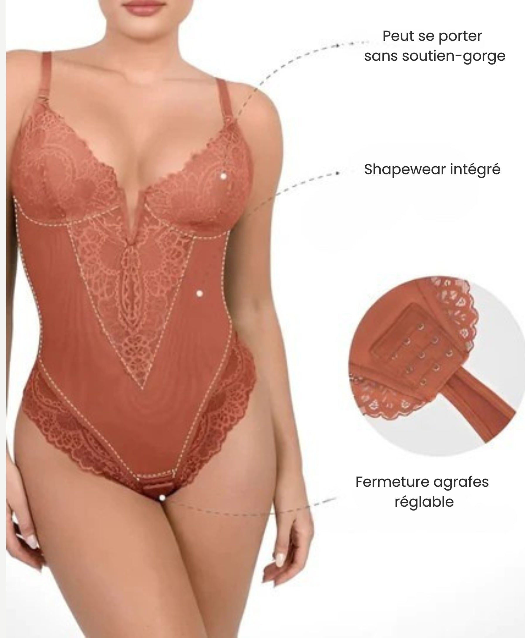 Body gainant demi-dentelle
